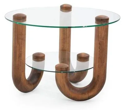 Produktbild von holz Beistelltisch mit glasplatte Stilvoller Möbel für Wohnzimmer