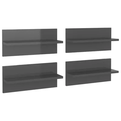 Obrázek produktu pro vidaXL Nástěnné police 4 ks. Vysoce lesklá šedá 40x11,5x18 cm