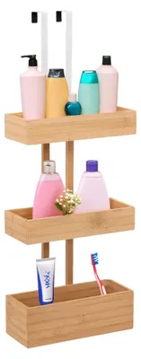 Image de 5five Simply Smart Étagère de porte en bambou marron 74x28x17,3 cm Organisateur de salle de bains