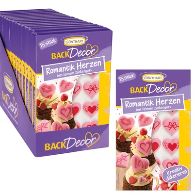 Produktbild von BackDecor 15 romantik Herzen aus Zucker, VKE mit 15 Stück
