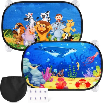 Obrázok produktu pre Slnečná clona do auta, 51 x 31 cm, 2 ks, s prísavkami a UV ochranou, pre deti