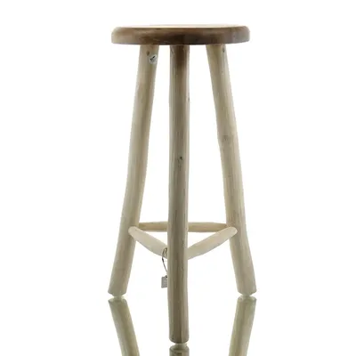 Produktbild von VAN DER LEEDEN Bar-Hocker aus massivem Teakholz naturfarben & unbehandelt Ø 35 cm