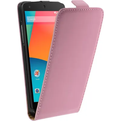 Produktbild von PhoneNatic Kunst-Lederhülle kompatibel mit Google Nexus 5 - Flip-Case rosa + 2 Schutzfolien