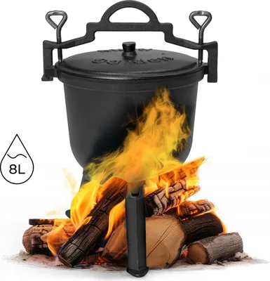 Produktbild von Gusseiserner Standkessel 8L, Jägertopf, Lagerfeuergrill, MultiGarden
