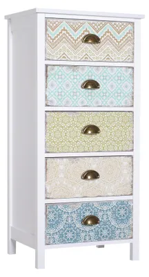 Produktbild von Kommode Schubladenkommode Siedeboard, Modern-Design, 5 Schubladen, 46 cm x 34 cm x 97,5 cm, Bunt