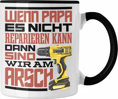 Produktbild von Trendation - Wenn Papa Es Nicht Reparieren Kann Tasse Geschenk Papa Vatertag Geschenkidee Lustiger Spruch (Schwarz)