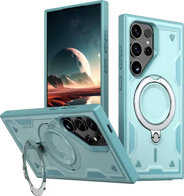 Obrázok produktu pre Puzdro MagSafe pre Samsung Galaxy S25 Ultra - Zadný kryt s krúžkom Phonesta MagLock Armor - Svetlomodrá