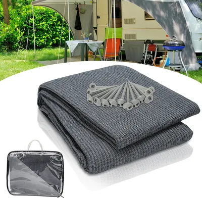 Produktbild von Hengda Zeltteppich 400X600cm Vorzeltteppich Campingteppich Outdoor Teppich Vorzeltboden Zeltunterlage Zeltboden für Zelt Wohnmobil Blau-grau