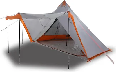 Produktbild von vidaXL Tipi-Familienzelt 8 Personen Grau und Orange Wasserdicht