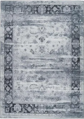 Produktbild von Qiyano Orientalischer Teppich Kurzflor im Vintage-Look für Wohnzimmer grau, 120 x 180 cm