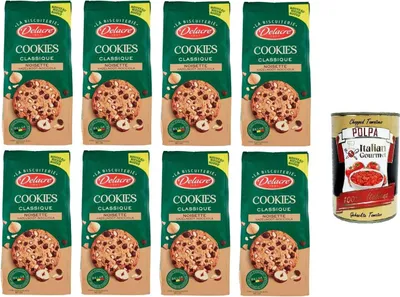 Produktbild von Delacre Cookies Classique Noisette Haselnuss-Haselnuss 8x136 g +Italian Gourmet polpa 400g