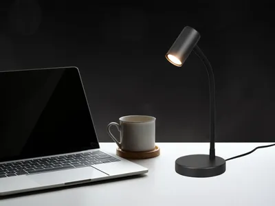 Produktbild von LED Schreibtischlampe Schwarz - Leselampe Büro Arbeitszimmer & Nachttischlampe