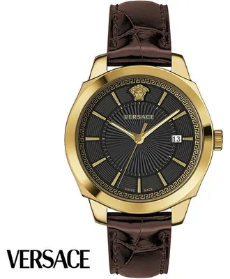 Produktbild von Versace VEV900319 Icon Classic gold braun Leder Armband Uhr Herren NEU