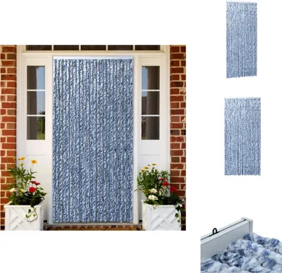 Immagine prodotto di vidaXL Tenda zanzariera blu bianco argento 100x220cm in ciniglia - zanzariera