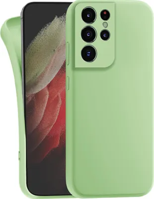 Produktbild von Hülle für Samsung Galaxy S21 Ultra - Handyhülle mit Kameraschutz Cover aus Silikon in Grün