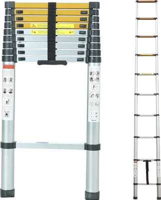 Immagine prodotto di ANDIARBEIT® "Vertigini" - Scala telescopica estensibile, compatta e pieghevole, portata massima 150 kg, pioli antiscivolo e piedini gommati, 3,8 m | AND-6