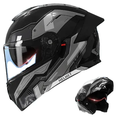 Produktbild von Motorradhelm, DOT-, verstellbare Passform, schwarz und grau