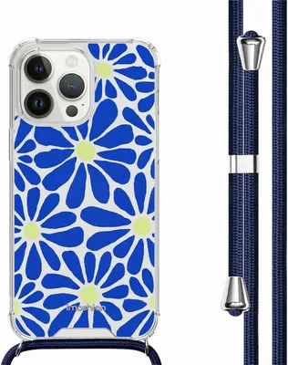Zdjęcie produktu dla etui imoshion Design ze sznurkiem do Apple iPhone 14 Pro - Cobalt Blue Flowers Connect