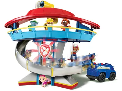 Produktbild von PAW PATROL Lookout Hauptquartier Spielset mit Chase Figur und Basis Fahrzeug, Spielturm,