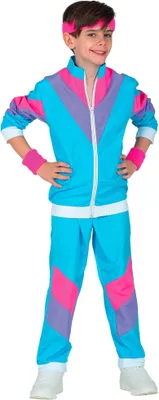 Produktbild von 80 er Jahre Trainingsanzug  Kinder - Jogginganzug - Blau - 116 - 164 cm 80ties S - 128 cm  5-7 Jahre