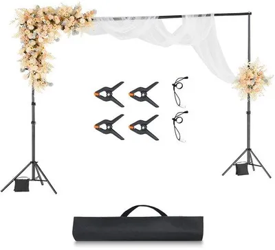 Produktbild von 10 x 10 ft Verstelbare Hintergrundständer, Tragbar mit 4 Querbalken, für Hochzeiten, Fotostudios und Feste