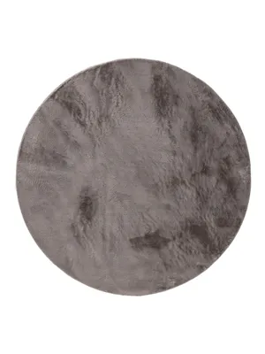 Produktbild von Fellteppich Furry Grau ø 120 cm rund Wohnzimmer  Rutschfest Waschbar Hochflor benuta Flauschig Plüsch Shaggy Weich