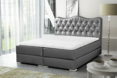 Produktbild von Boxspringbett Schlafzimmerbett SULTAN Kunstleder Hellgrau 140x200cm