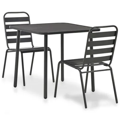 Image de set bistrot 3 pièces acier gris foncé