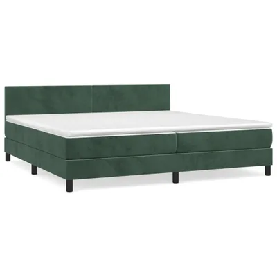 Image de vidaXL Lit boxspring avec matelas vert foncé 200x200 cm velours