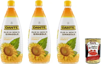 Produktbild von Dante olio di semi di girasole Sonnenblumenkernöl 3x1lt + Italian Gourmet polpa 400g