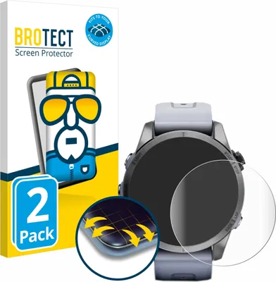 Produktbild von 2x BROTECT Fullscreen Schutzfolie für Garmin Fenix 7S (42 mm) Displayschutz Folie Fullcover Klar Transparent