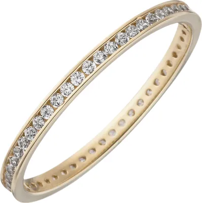 Produktbild von Gr. 54 Damen Ring schmal 333 Gold Gelbgold mit Zirkonia rundum Goldring
