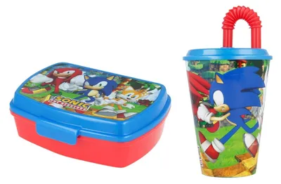 Produktbild von Sonic the Hedgehog 2 teiliges Lunch Set - Brotdose - Trinkbecher mit Halm