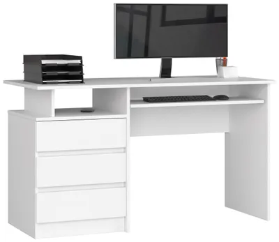 Produktbild von Schreibtisch 135x60cm 3 Schubladen Computertisch Tastaturauszug