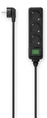 Image de Multiprise, 3 prises, avec interrupteur, 1,4 m, noire