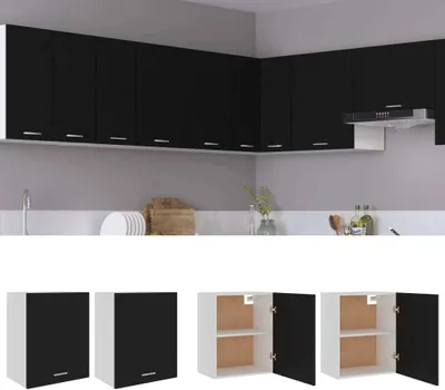 Produktbild von vidaXL Szafki ścienne 2 szt. czarne 50x31x60 cm płyta wiórowa
