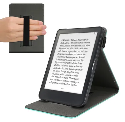 Produktbild von kwmobile Schutzhülle kompatibel mit Kobo Clara HD - Hülle e-Reader mit Schlaufe Ständer - - Mintgrün