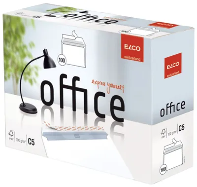 Zdjęcie produktu dla Elco 74535.12 Briefumschlag Office in Shop Box - C5, hochweiß, haftklebend, ohne Fenster, 100 g/qm, 100 Stück