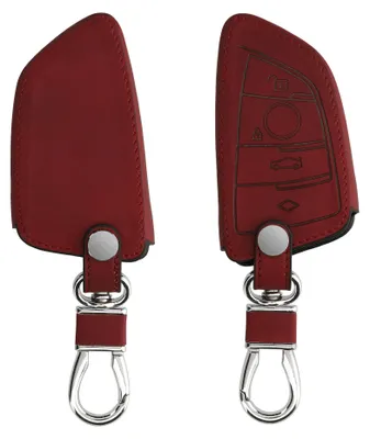 Produktbild von kwmobile Schlüsselhülle für BMW 3-Tasten Smart Key Autoschlüssel Hülle - Autoschlüssel Schlüssel Hülle - Schlüsselcover aus Kunstleder in Dunkelrot