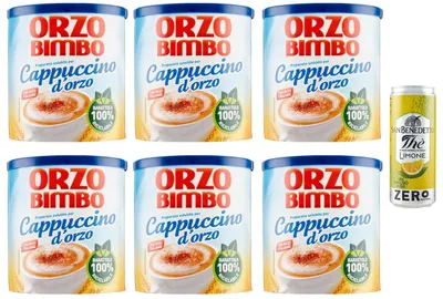 Produktbild von 6er-Pack Löslich-Gersten-Cappuccino Orzo Cappuccino 150g+ Eistee 330ml Dose