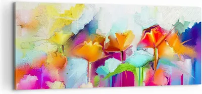 Produktbild von Bild auf Leinwand - Leinwandbild - Blumen Wiese Sommer - 120x50cm - Wand Bild - Wanddeko - Leinwanddruck - Bilder - Kunstdruck - Wanddekoration - Leinwand bilder - Wandkunst - AB120x50-4095