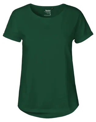 Image de Neutre - T-shirt pour femmes à manches retroussées LT3446 (XL) (vert bouteille)