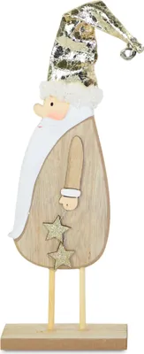 Produktbild von Weihnachtsmann Santa stehend | Holz mit Goldmütze | 9 x 26 cm | 74452