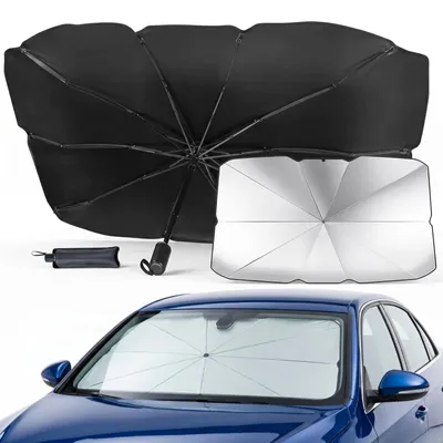 Produktbild von Autozonneschirm für Windschutzscheibe, faltbar, 140 x 80 cm, mit Kohlefaserrahmen, UV-Schutz für Auto