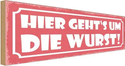 Produktbild von vianmo Holzschild 10x27 cm hier geht`s um die Wurst Dekoration
