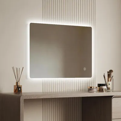 Produktbild von EMKE LED Badspiegel 50x70cm Badspiegel mit Beleuchtung Kaltweiß Lichtspiegel Badezimmerspiegel Wandspiegel mit Touchschalter