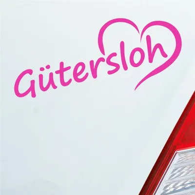 Produktbild von Auto Aufkleber Gütersloh Herz Stadt City Liebe Love Heart 19x8 cm Pink Sticker Heckscheibenaufkleber