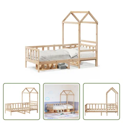 Immagine prodotto di The Living Store Letto da giorno con tetto 80x200 cm in legno di pino massiccio