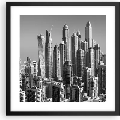 Produktbild von Gerahmtes Poster - Schwarzer Rahmen - Wolkenkratzer Fotografie Dubai - 40x40 cm - Wand Bild - Wanddeko - Wandbilder - Kunstposter - Wandposter - Bilderrahmen - Bilder - Kunstdruck - P2BAC40x40-4388