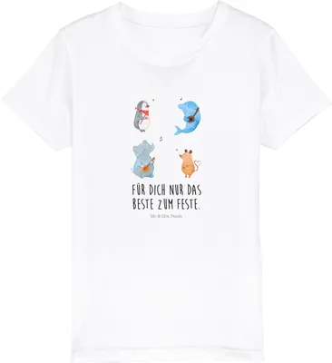 Produktbild von Mr. & Mrs. Panda Kleinkinder T-Shirt Big Band 5-6 Jahre (110/116) - Weiß - Geschenk, Baumwollshirt Kinder, Maus, Hund, Triangel, Musik, Teenager, Lustige Sprüche, Öko
